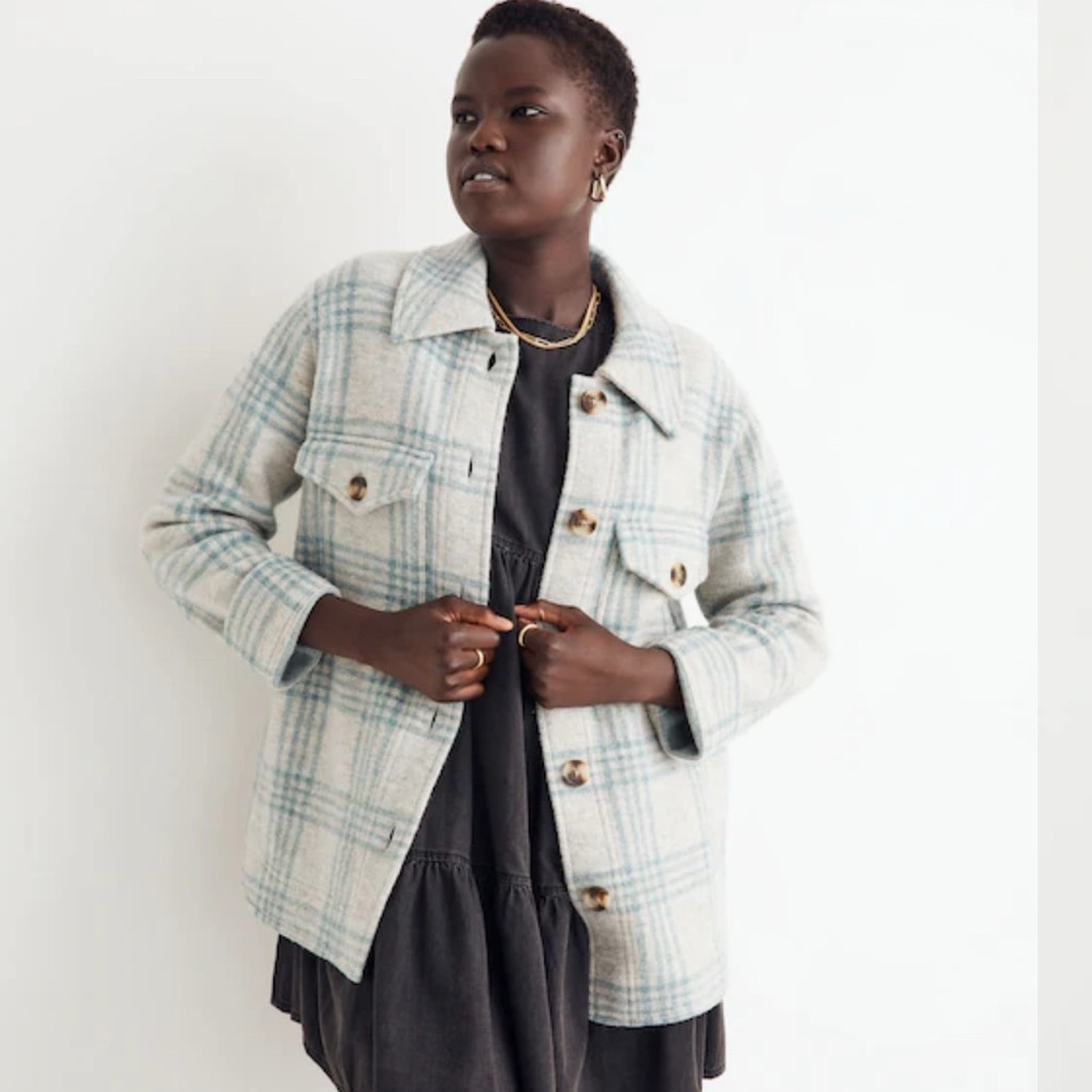 Madewell Boiled Merino Wool Shirt-Jacket in Plaid Shacket Plaid